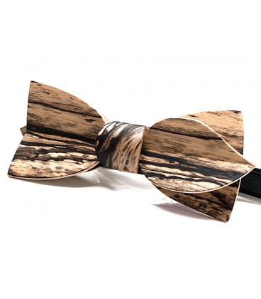 Bow tie in wood, Asymmetric in white Ebony - MELISSAMBRE