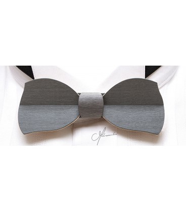 Bow tie in wood, Butterfly in steel gray tinted Maple - MELISSAMBRE