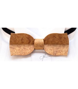 Bow tie in wood, Tulip in gold Amboyna burl - MELISSAMBRE