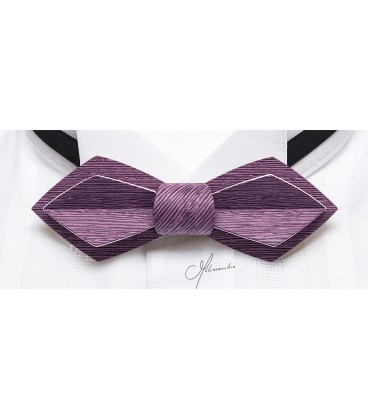 Bow tie in wood, Nib in lilac tinted Koto - MELISSAMBRE
