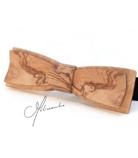 Bow tie in wood, Stretto in Ash-Olive tree burl - MELISSAMBRE