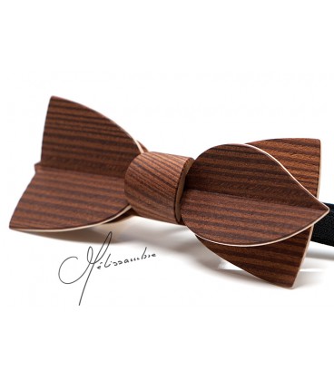 Bow Tie in Wood, Asymmetric in Smoked Larch, MELISSAMBRE®