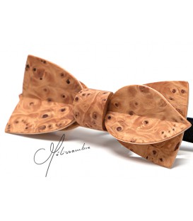 Bow tie in wood, Asymmetric in Yew Tree Burl - MELISSAMBRE®