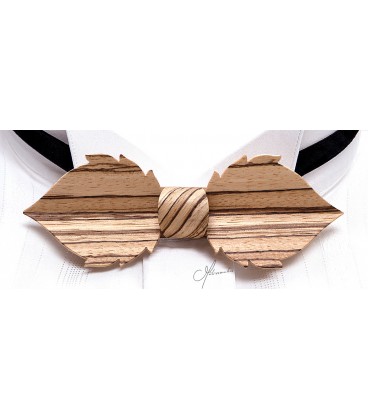 Bow tie in wood, Leaf in Zebrano - MELISSAMBRE