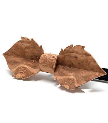Bow tie in wood, Leaf in Ash-Olive tree burl - MELISSAMBRE