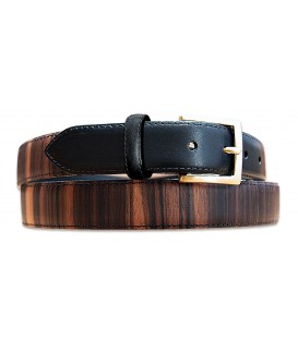 Belt in Wood & Leather, Macassar Ebony, solid brass 30 - MELISSAMBRE