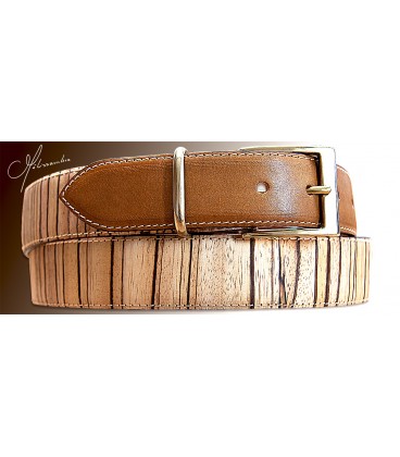 Belt in Wood & Leather, Zebrano 35 - MELISSAMBRE 