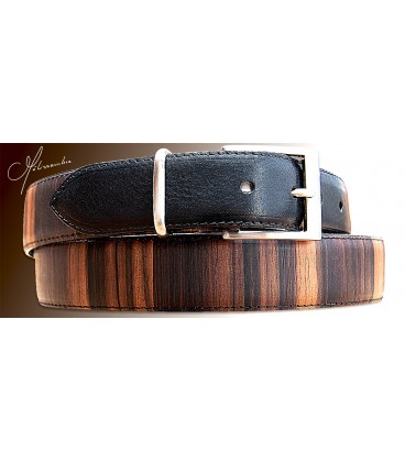 Belt in Wood & Leather, Macassar Ebony - MELISSAMBRE