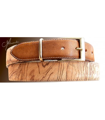 Belt in Wood & Leather, Ash-Olive tree burl 35 - MELISSAMBRE