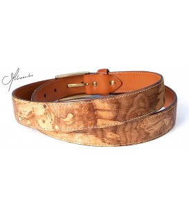Belt in Wood & Leather, Ash-Olive tree burL - MELISSAMBRE