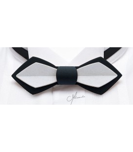 Bow tie in wood, Nib in black & white tinted Maple - MELISSAMBRE