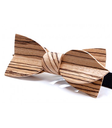 Bow tie in wood, Asymmetric in Zebrano - MELISSAMBRE