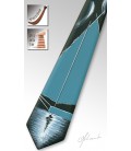 Wooden turquoise tie, sailboat