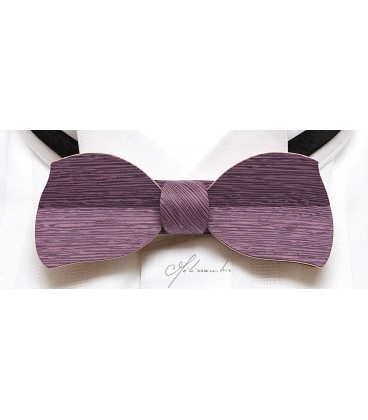 Bow tie in wood, Butterfly in lilac tinted Koto - MELISSAMBRE