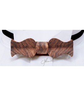 Bow tie in wood, Retro in flowered Walnut - MELISSAMBRE