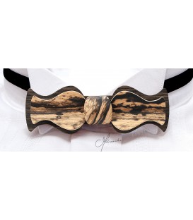 Bow tie in wood, Retro in Marsh Oak & white Ebony - MELISSAMBRE
