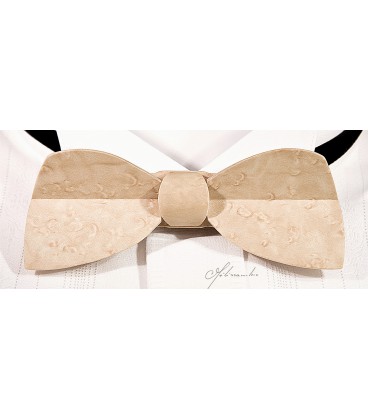Bow tie in wood, Half-moon in pearly Maple - MELISSAMBRE