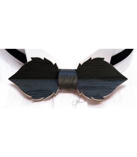 Bow tie in wood, Leaf in black Marsh Oak - MELISSAMBRE