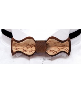 Bow tie in wood, Retro in smoked Larch & mottled Birch - MELISSAMBRE