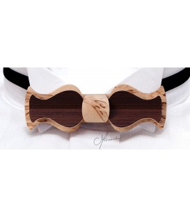 Bow tie in wood, Retro in mottled Birch & smoked Larch - MELISSAMBRE