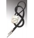 Bolo tie in Mother of Pearl, black leather - MELISSAMBRE
