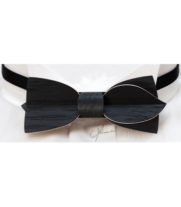 Bow tie in wood, Asymmetric in black Marsh Oak - MELISSAMBRE