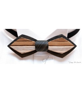 Bow tie in wood, Nib in Marsh Oak and Zebrano - MELISSAMBRE