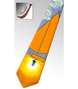 Wooden orange tie, the sailboat - MELISSAMBRE