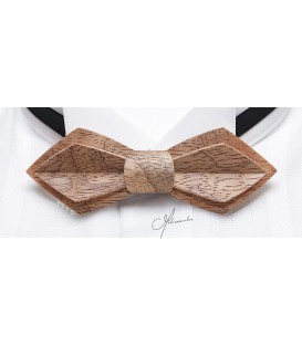 Bow tie in wood, Nib in silvery Bubinga - MELISSAMBRE