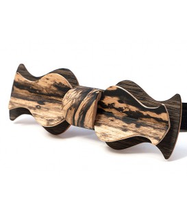 Bow tie in wood, Retro in Marsh Oak & white Ebony - MELISSAMBRE