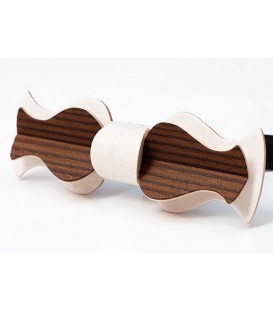 Bow tie in wood, Retro in smoked Larch & tinted Movingui - MELISSAMBRE